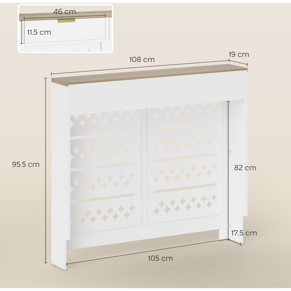 HOMCOM White Single Flip Shelf Heater Cover 108 x 19 x 95.5cm Image 9