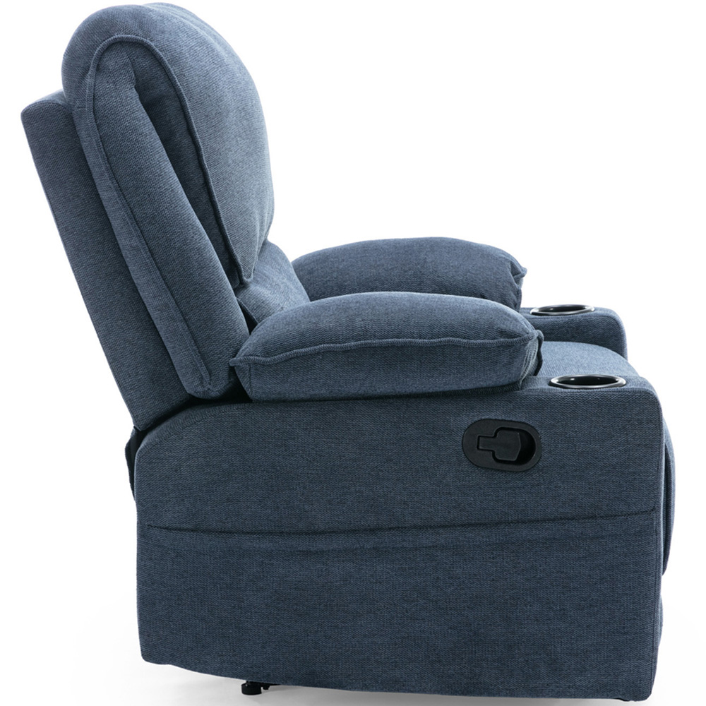 Furniture Online Sydney Blue Manual Recliner Chair with Cupholder Image 4