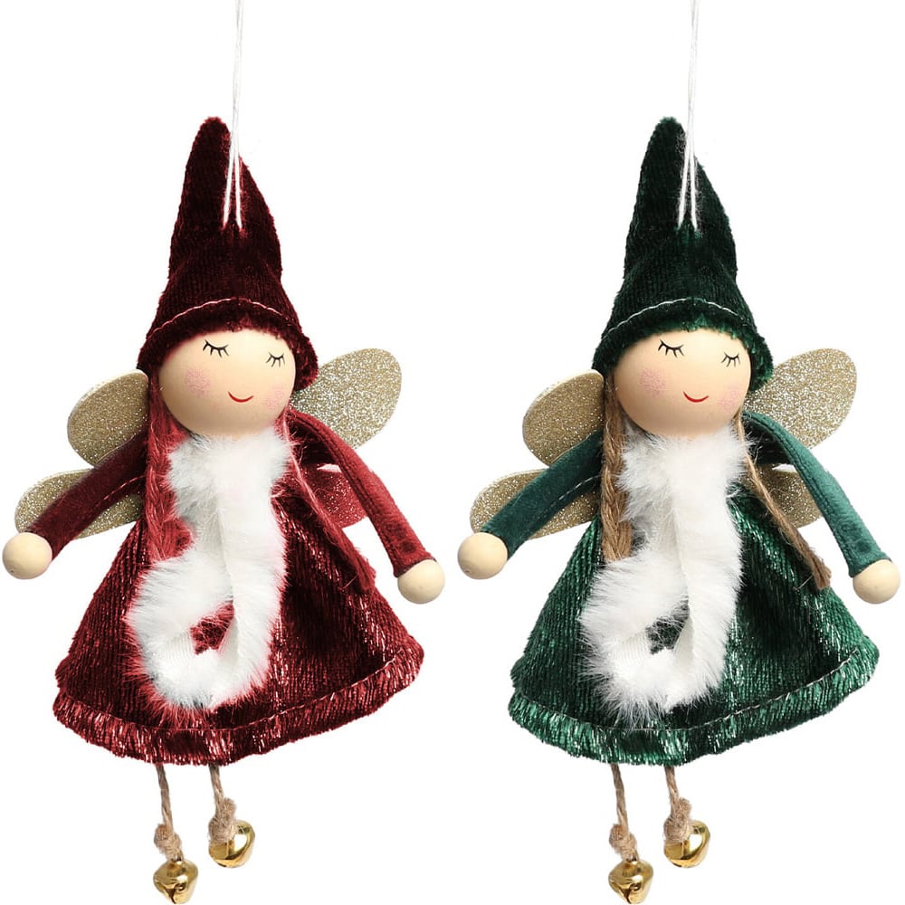 Single Gold Fairy with Bells Hanging Ornament in Assorted styles Image 1