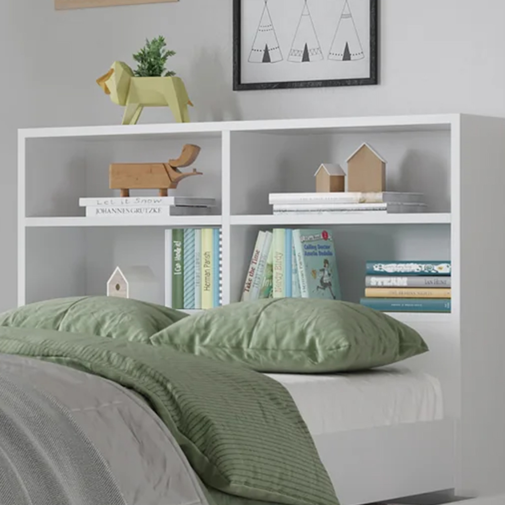 Kudl 4 Shelf White Headboard Bookcase Image 1