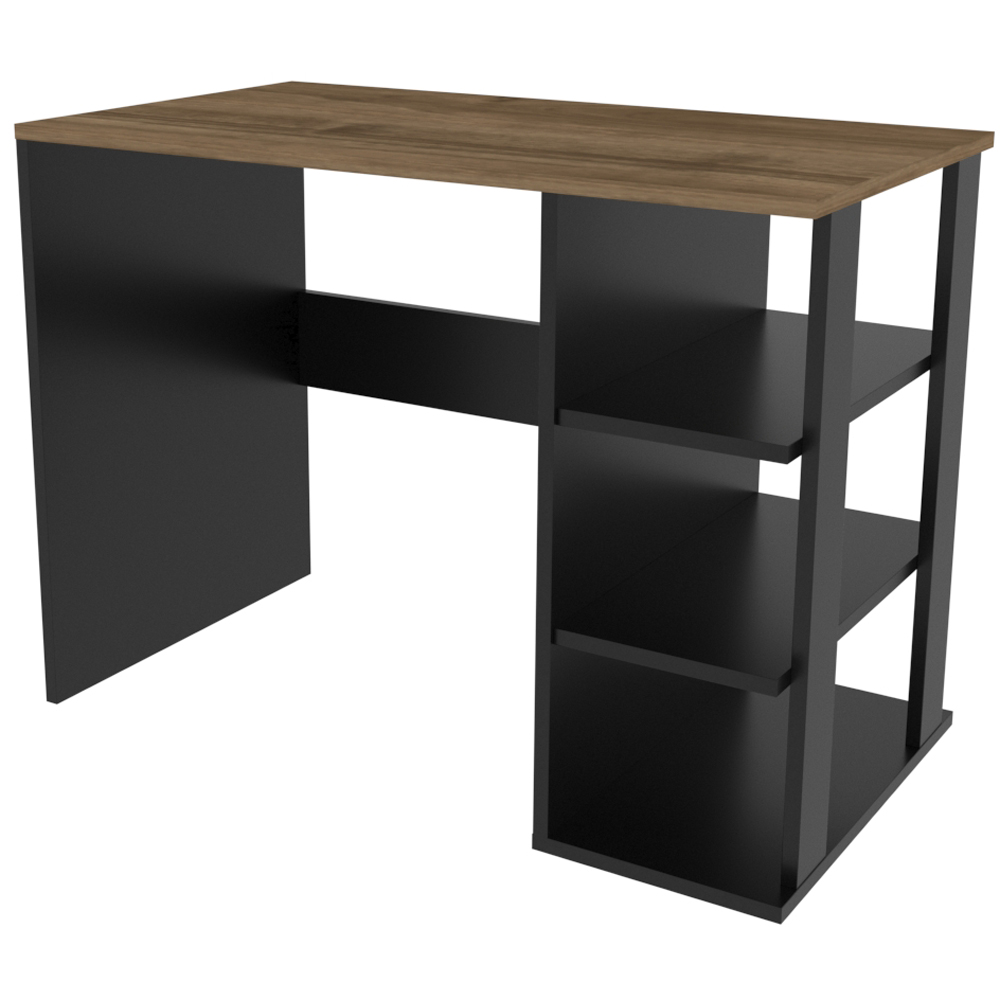 Decorotika Polina 3 Shelf Computer Desk Black and Walnut Image 3