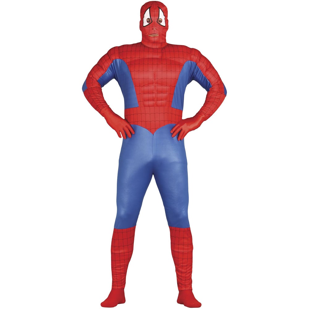 Fiestas Guirca Adult Muscled Superhero Red and Blue Costume Large Image 1