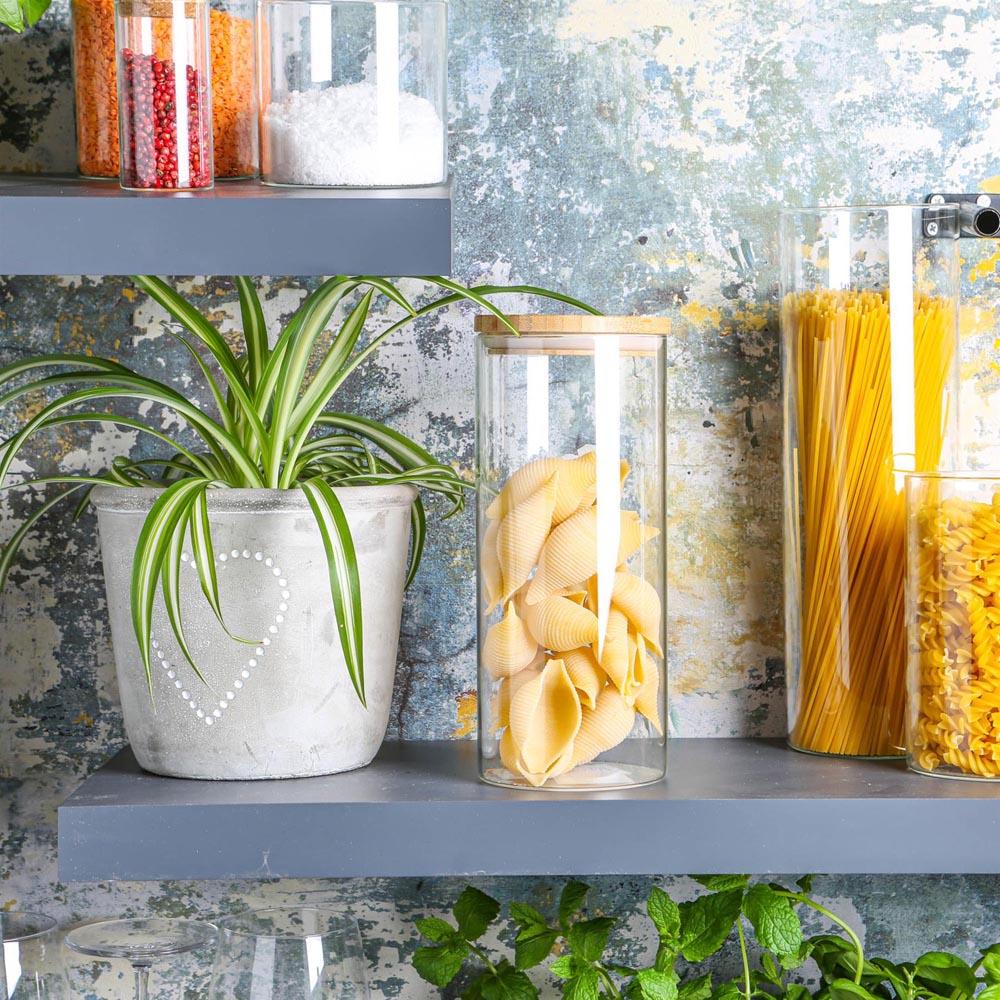 Argon Tableware Clear Glass Scandi Storage Jar with Wooden Lids 1.5L 6 Pack Image 4