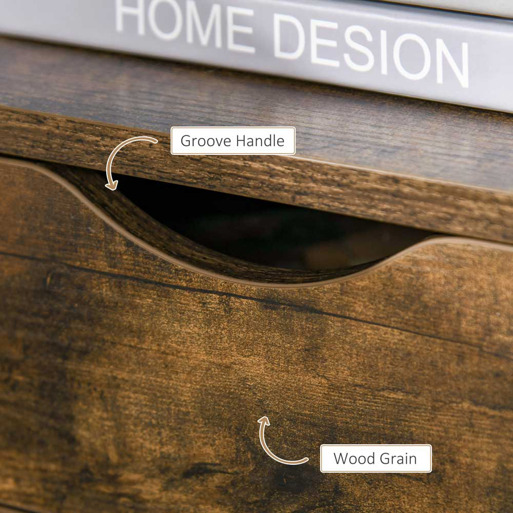 Portland 2 Drawer Single Shelf Brown Industrial Side Table Image 5