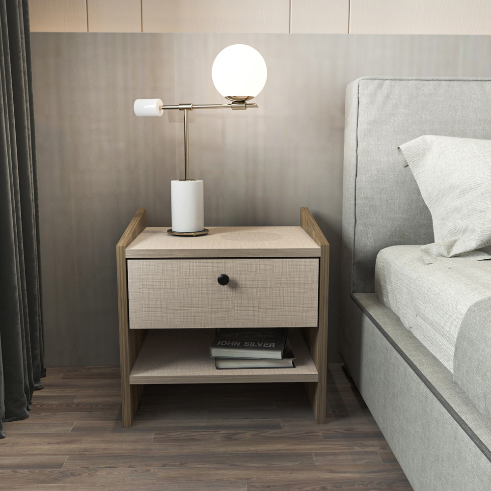Decorotika Berlin Single Drawer Single Shelf Cottonbeige Bedside Table Image 4