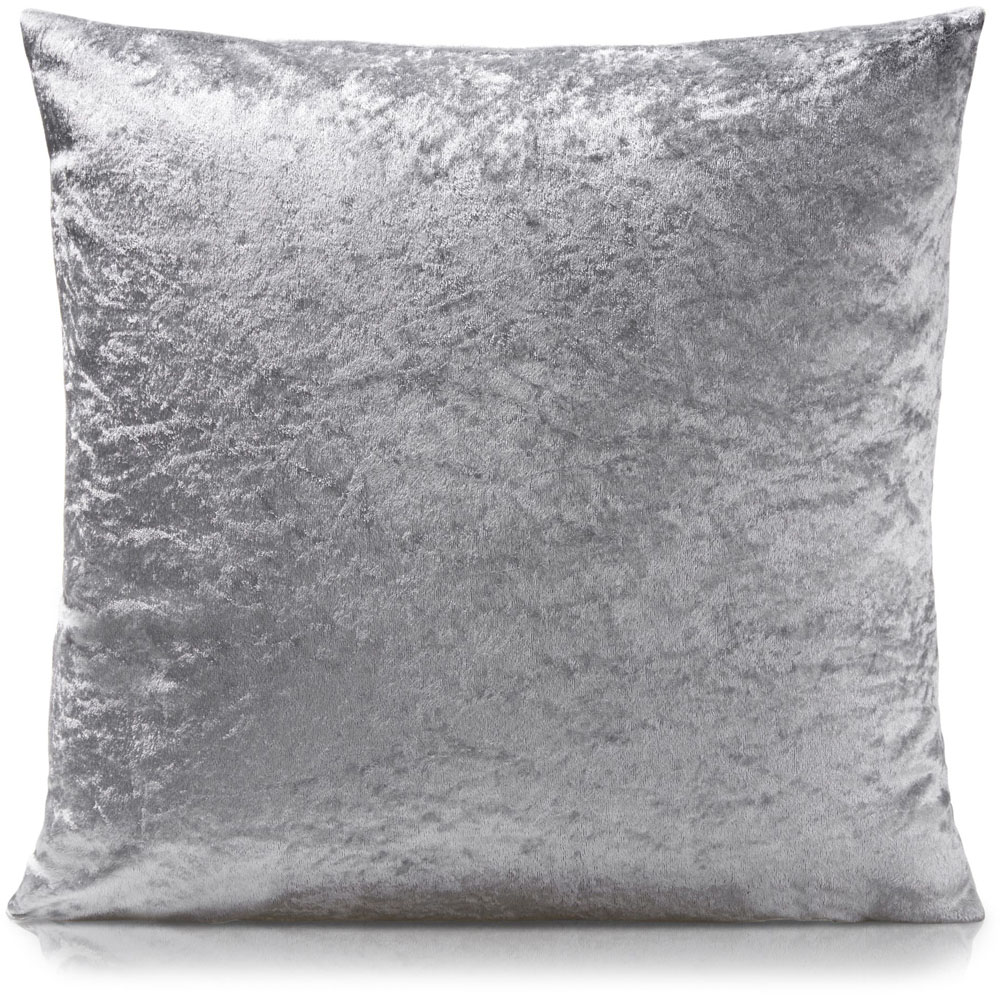 Alan Symonds Silver Crushed Velvet Cushion with Polyester Filled Pad 45 x 45cm 4 Pack Image 3