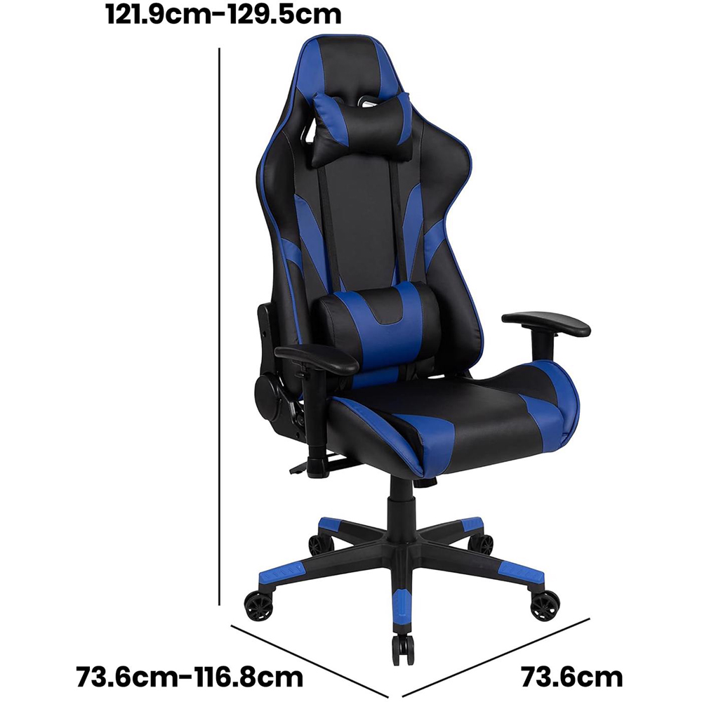 FWStyle X20 Black and Blue Faux Leather Racer Style Deluxe Gaming Chair Image 6