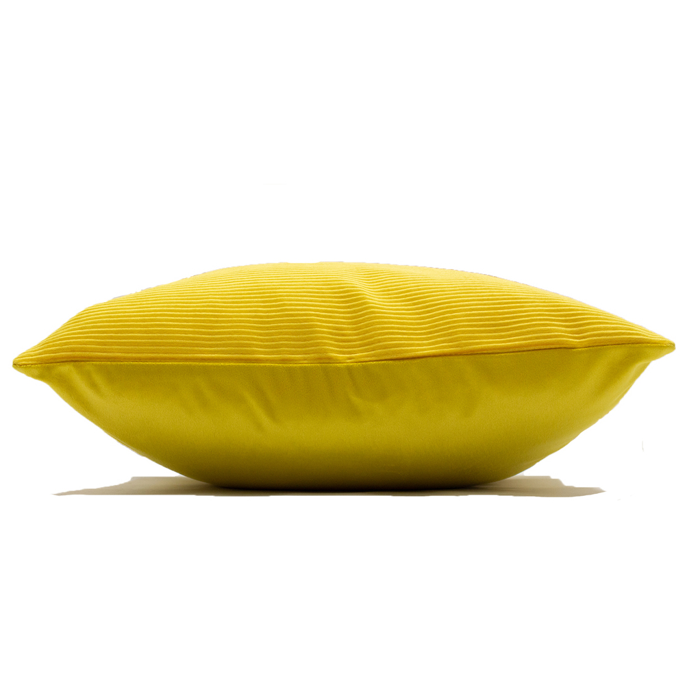 Paoletti Munich Ceylon Yellow Ribbed Corduroy Cushion Image 3