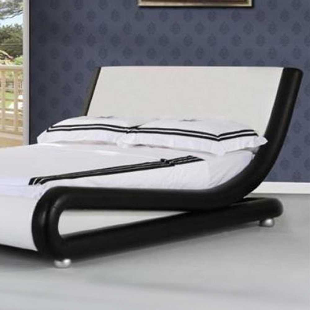 Brooklyn Italian Designer King Size White Faux Leather Bed Frame Image 2