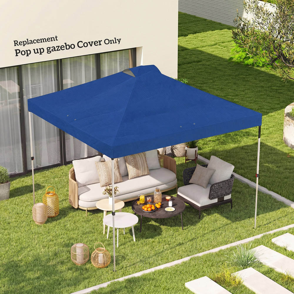 Outsunny 3 x 3m Blue Waterproof Gazebo Roof Replacement Cover Image 2