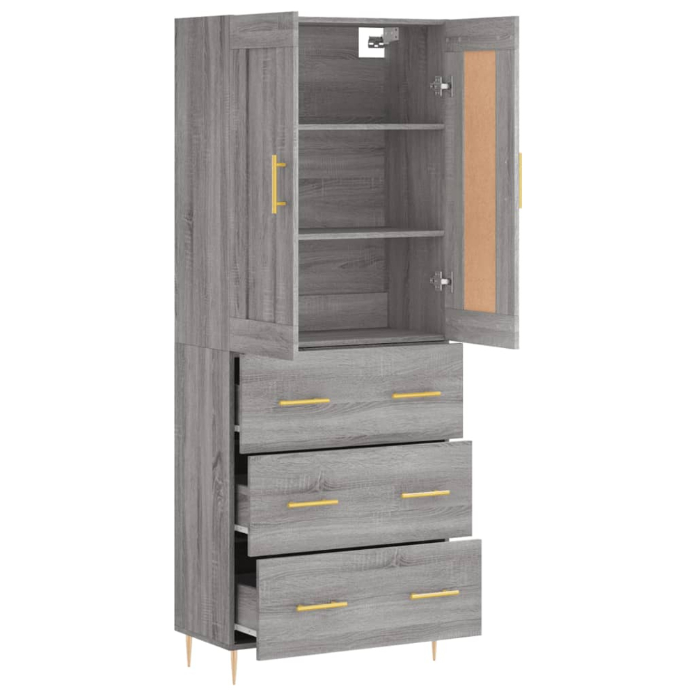 vidaXL 2 Door 3 Drawer Grey Sonoma Highboard Image 4