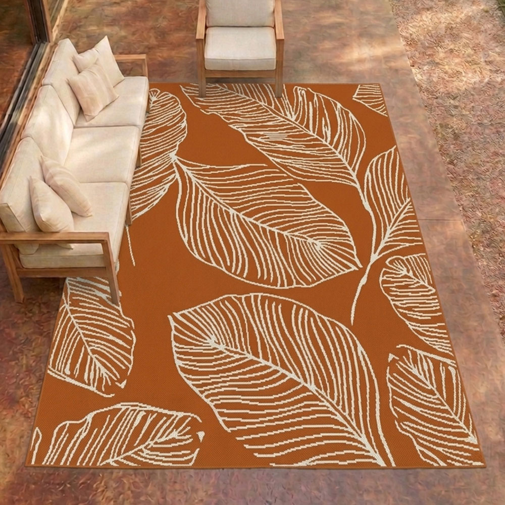 Portland Rugstyle Terracotta Leaf Rug 150 x 200cm Image 1
