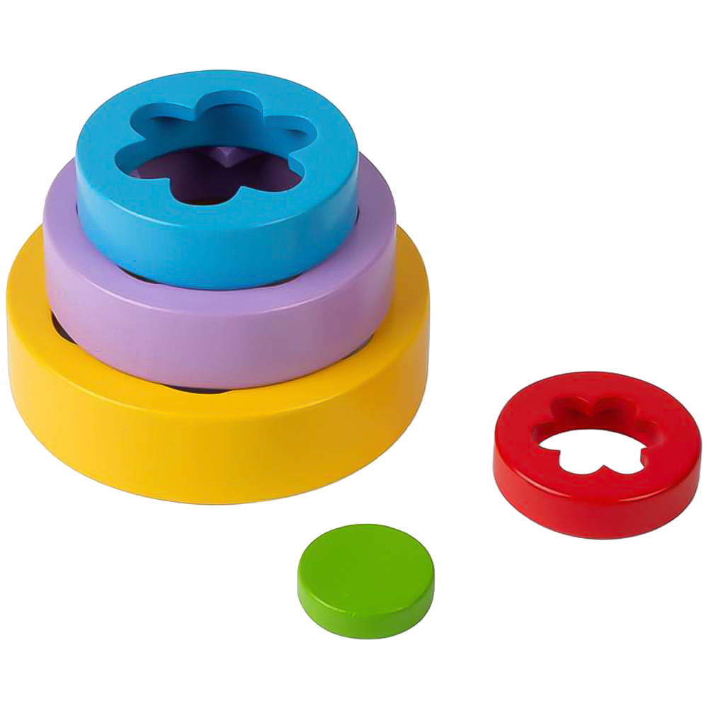 Bigjigs Toys Kids 5 Piece Wooden Flower Tower Stacking and Sorting Toy Image 5