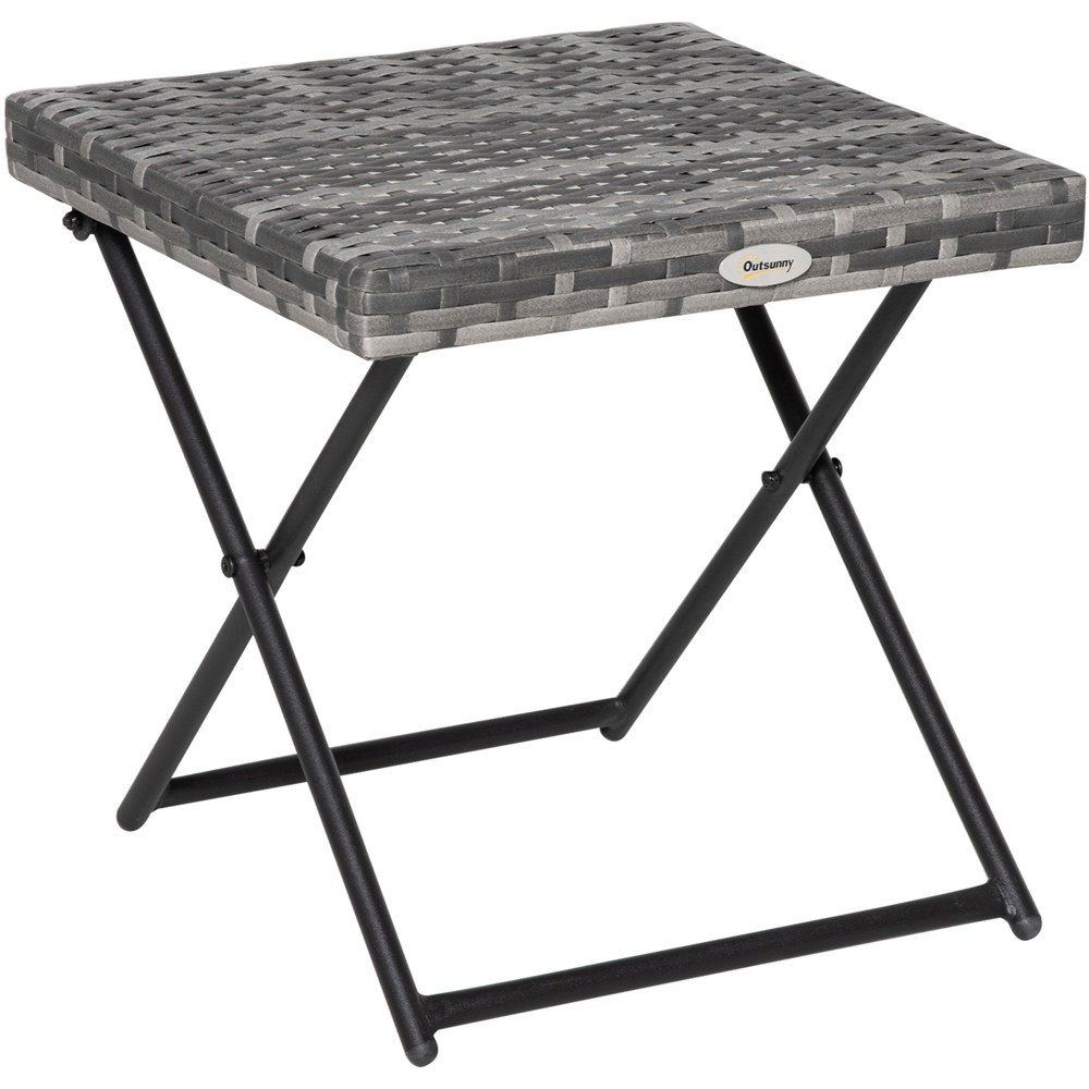 Outsunny Grey Rattan Foldable Square Coffee Table Image 2