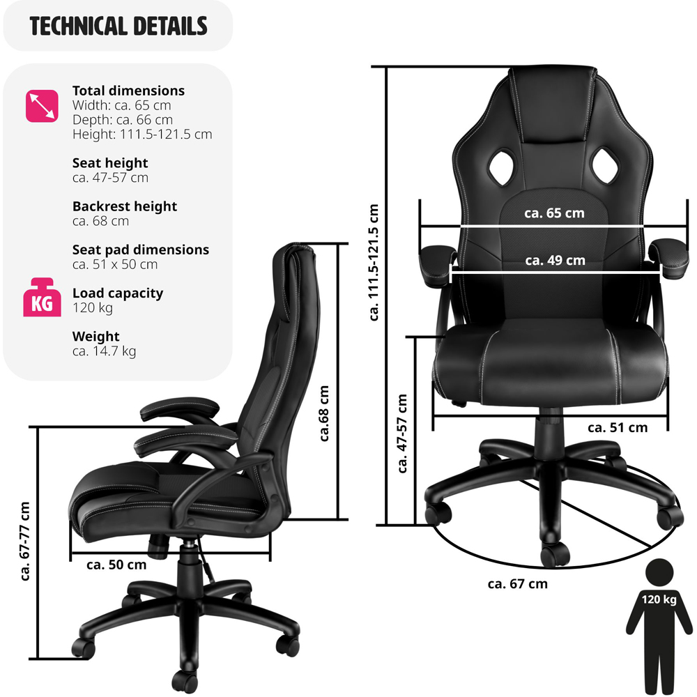 tectake Tyson Black Gaming Chair Image 9