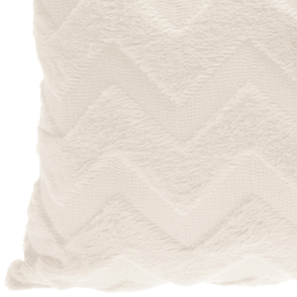 Living and Home White Faux Fur Sofa Throw Pillow Image 2