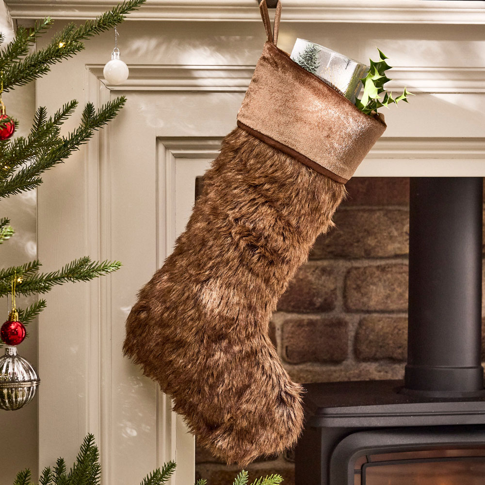 Dibor Beresford Dark Brown Faux Fur Stocking Image 2