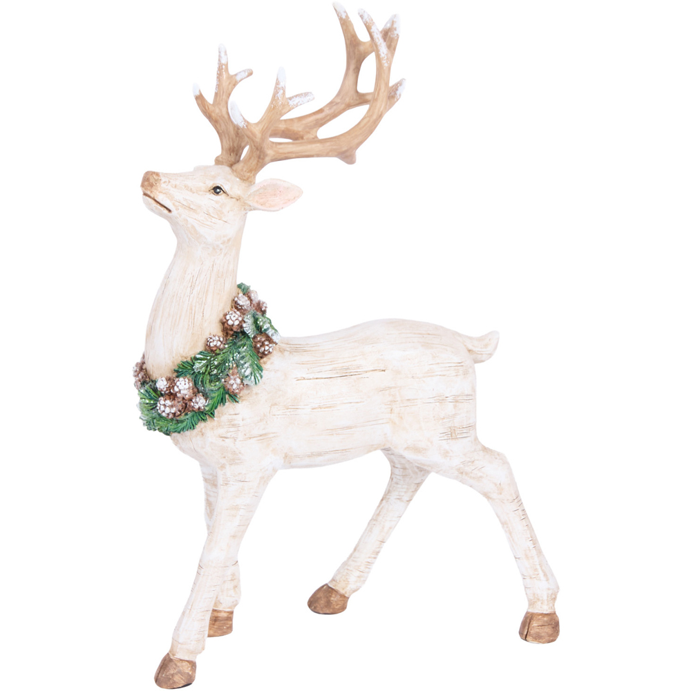 Scandi Wood Effect Reindeer Decoration Image 1