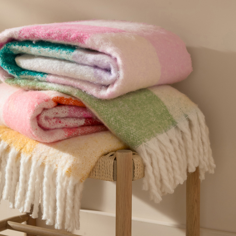 Furn Maisie Aqua Blossom Checked Tasselled Throw 130 x 180cm Image 6