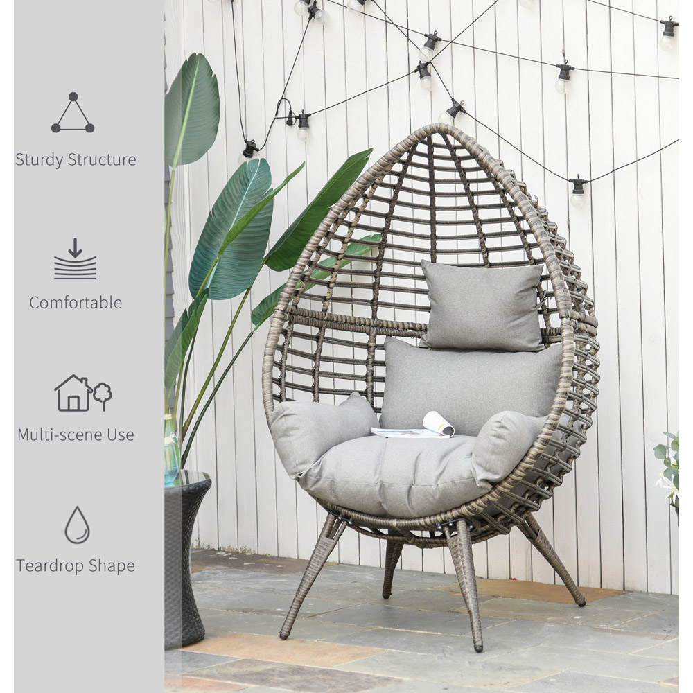 Outsunny Grey Rattan Egg Chair Image 6
