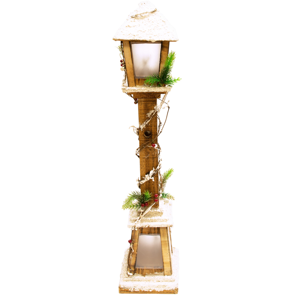 The Christmas Workshop LED Snow Tipped Wood Lamp Post 85cm Image 1