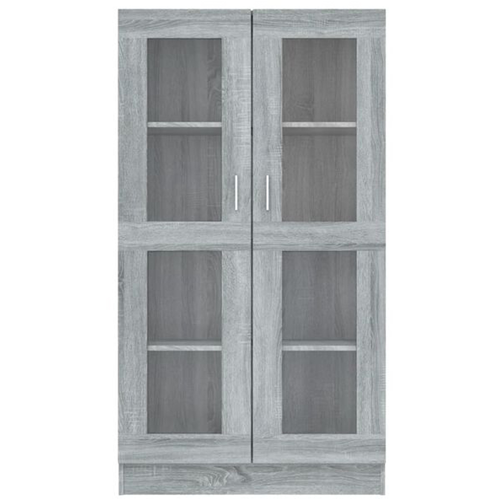 vidaXL 2 Glass Door Grey Sonoma Vitrine Cabinet Image 3
