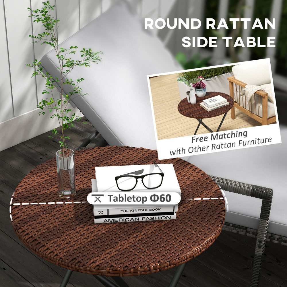 Outsunny Mixed Brown PE Rattan Foldable Coffee Table Image 4