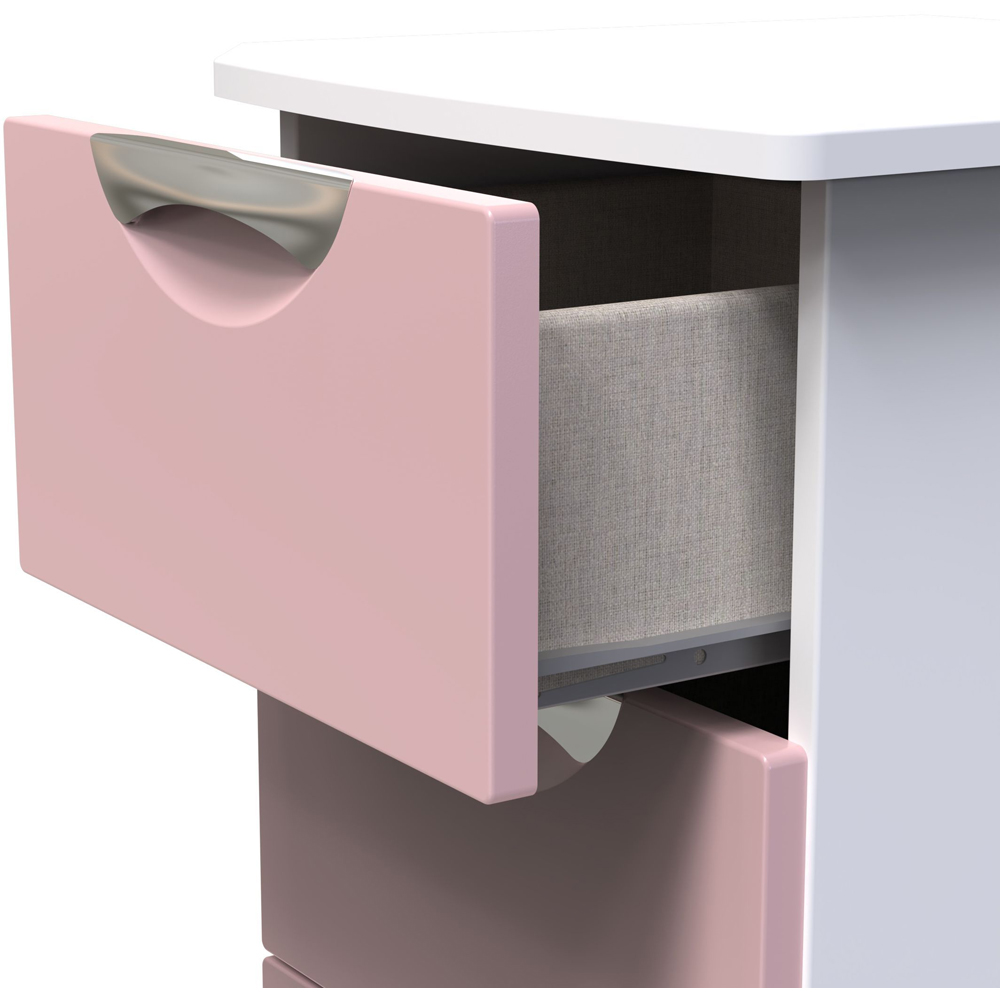 Crowndale Camden 3 Drawer Kobe Pink and White Bedside Cabinet Ready Assembled Image 6