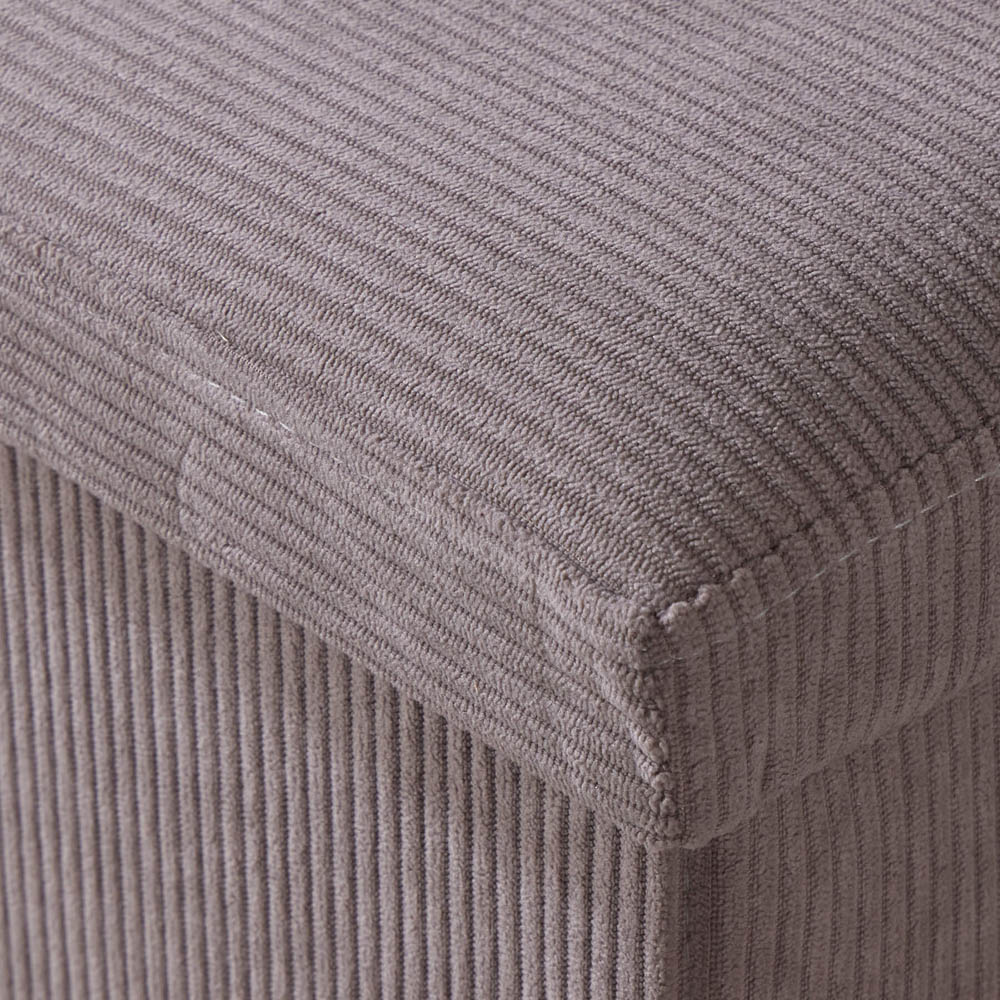 Home Source Grey Corduroy Upholstered Folding Ottoman Image 5