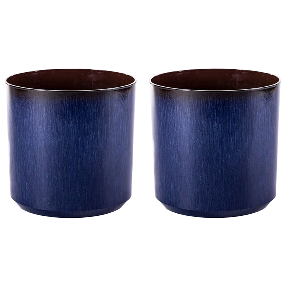 Garden Gear Ocean Blue Glazed Cylinder Planter 36cm 2 Pack Image 1