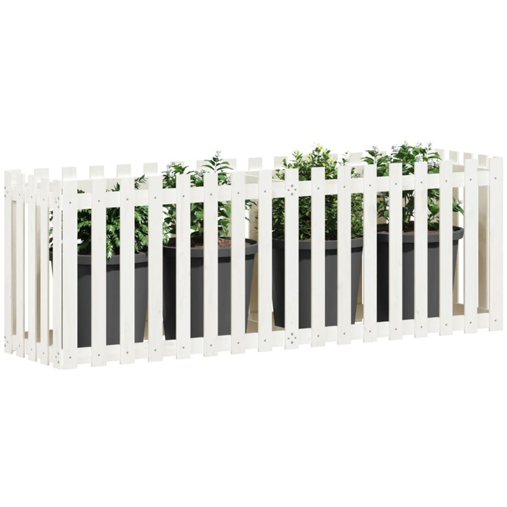 vidaXL White Solid Pine Wood Raised Garden Bed 70 x 200 x 50cm Image 2
