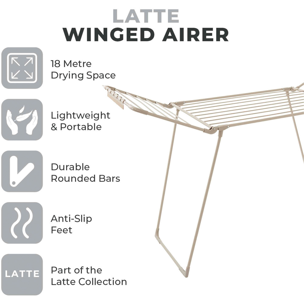 Tower Latte Foldable Winged Clothes Airer 18m Image 8