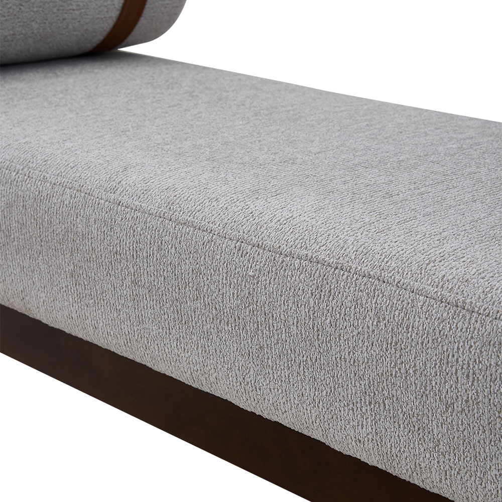 Living and Home 2 Seater Light Grey Cylindrical Bolster Chaise Lounge Bench Image 7
