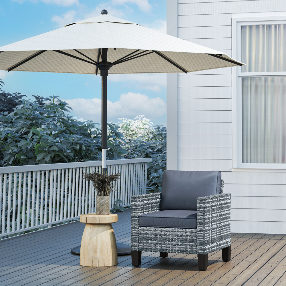 Outsunny Light Grey Rattan Garden Armchair with Cushions Image 3
