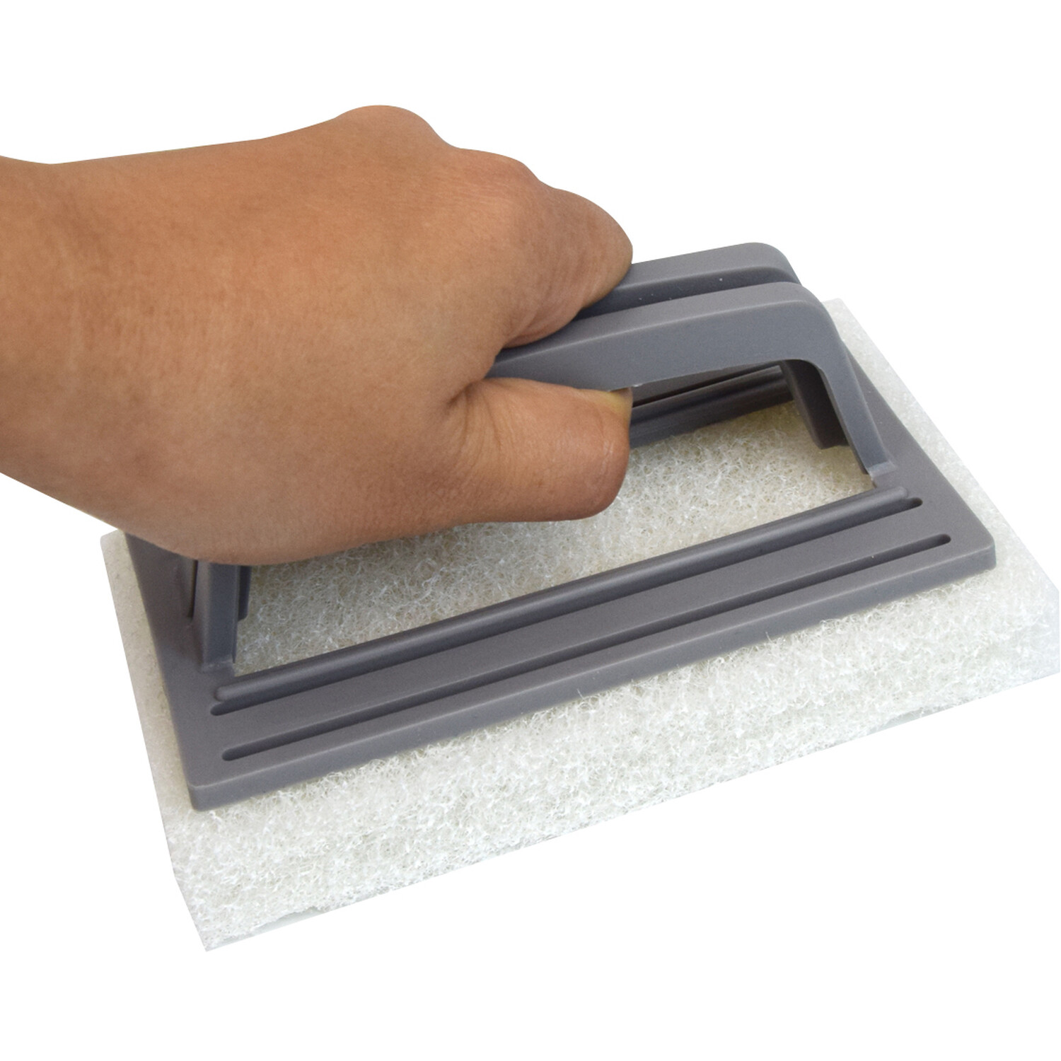 Grey Scrubber with Plastic Handle Grey Image 3