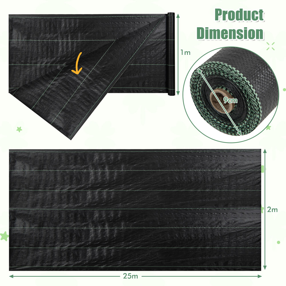 Costway Garden Weed Barrier Fabric 2.1Oz 2 x 25m Image 9