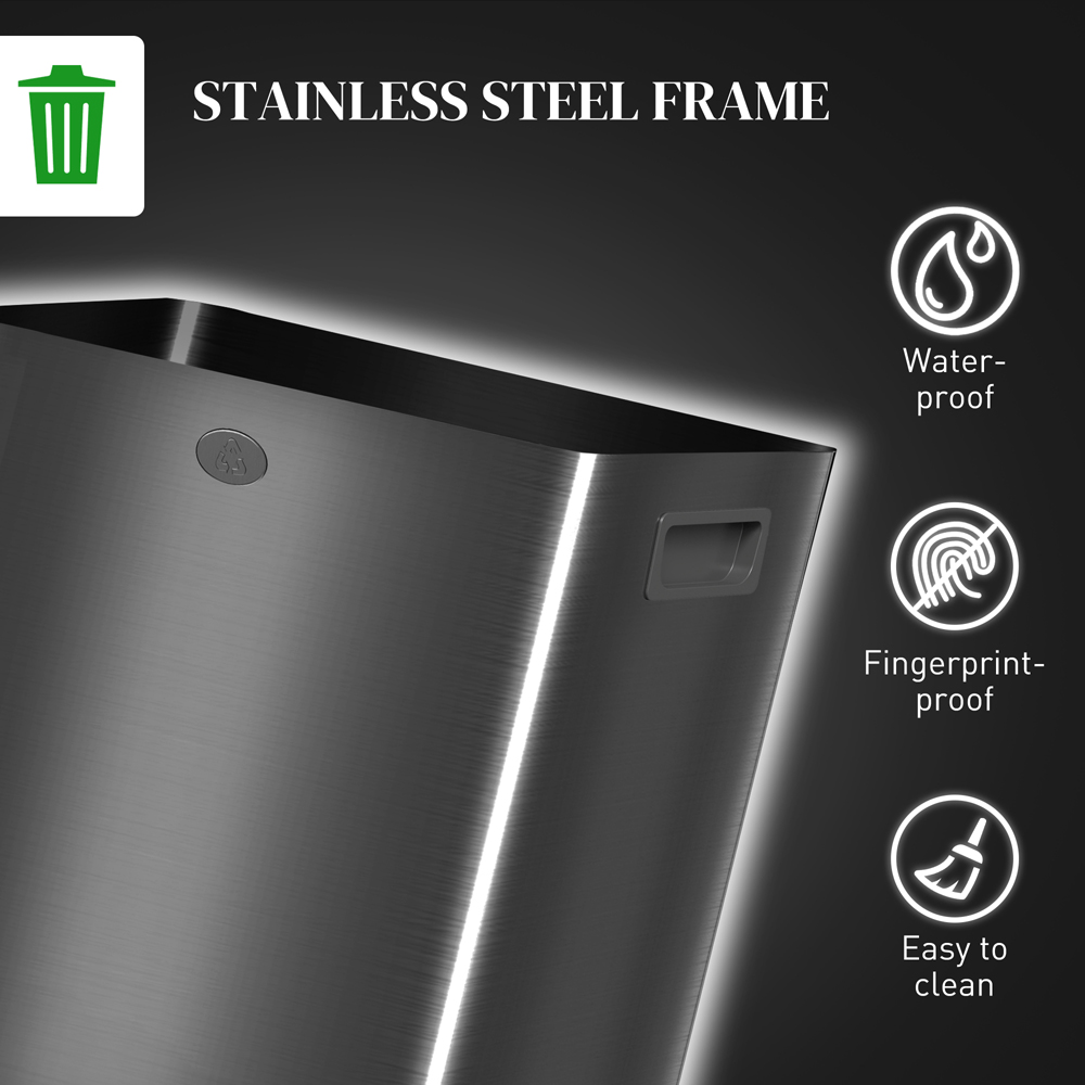 HOMCOM Black Dual Bin Pedal Bin 40L Image 8
