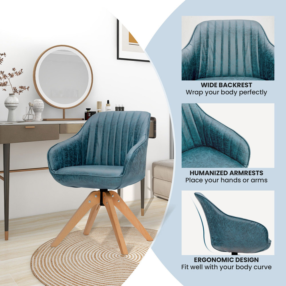 Costway Blue Swivel Accent Chair Set of 2 Image 4