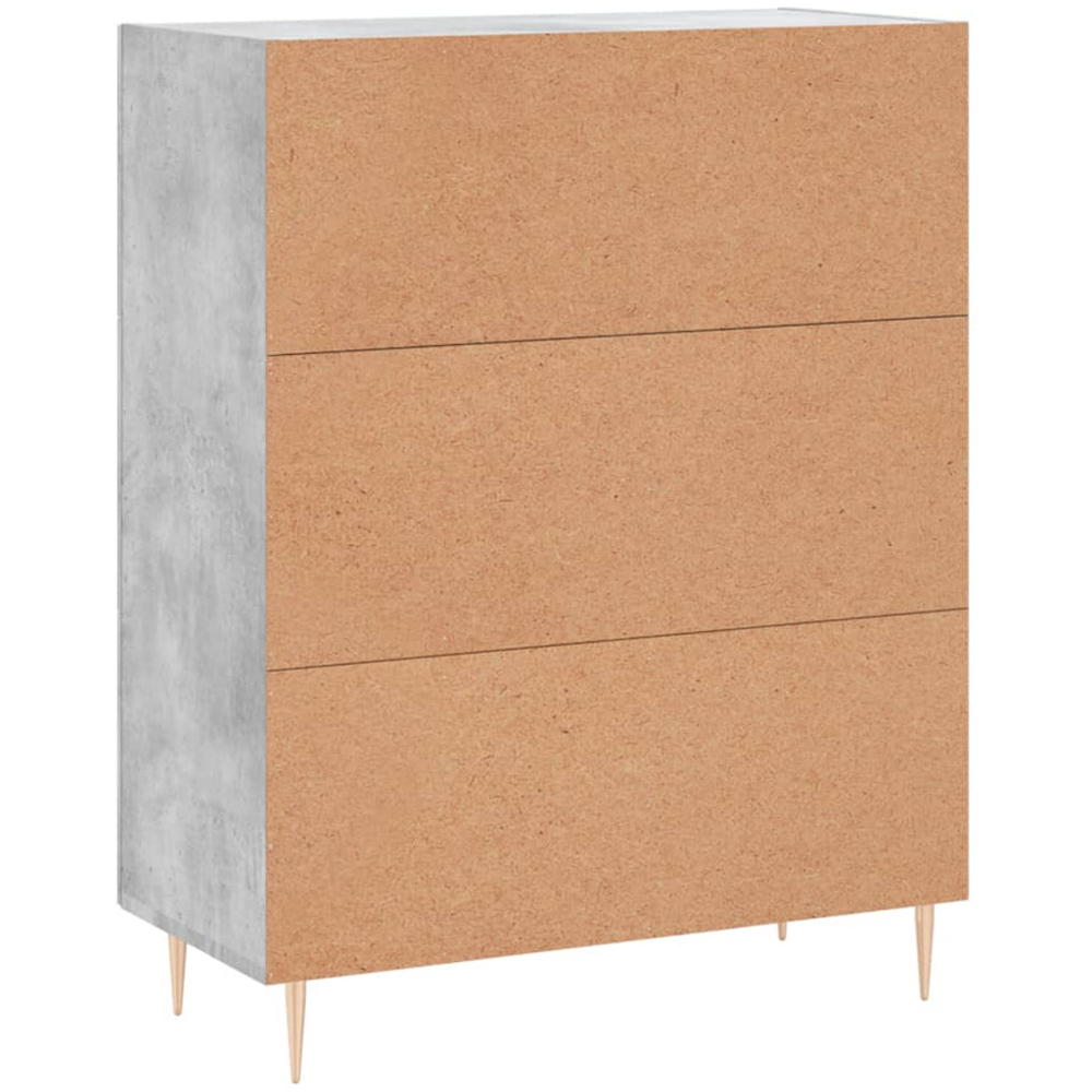 vidaXL Single Door 3 Drawer Concrete Grey Wooden Sideboard Image 8
