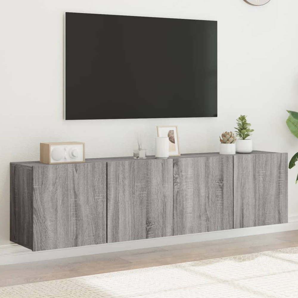 vidaXL 2 Door Grey Sonoma Wall Mounted TV Cabinet Set of 2 Image 1