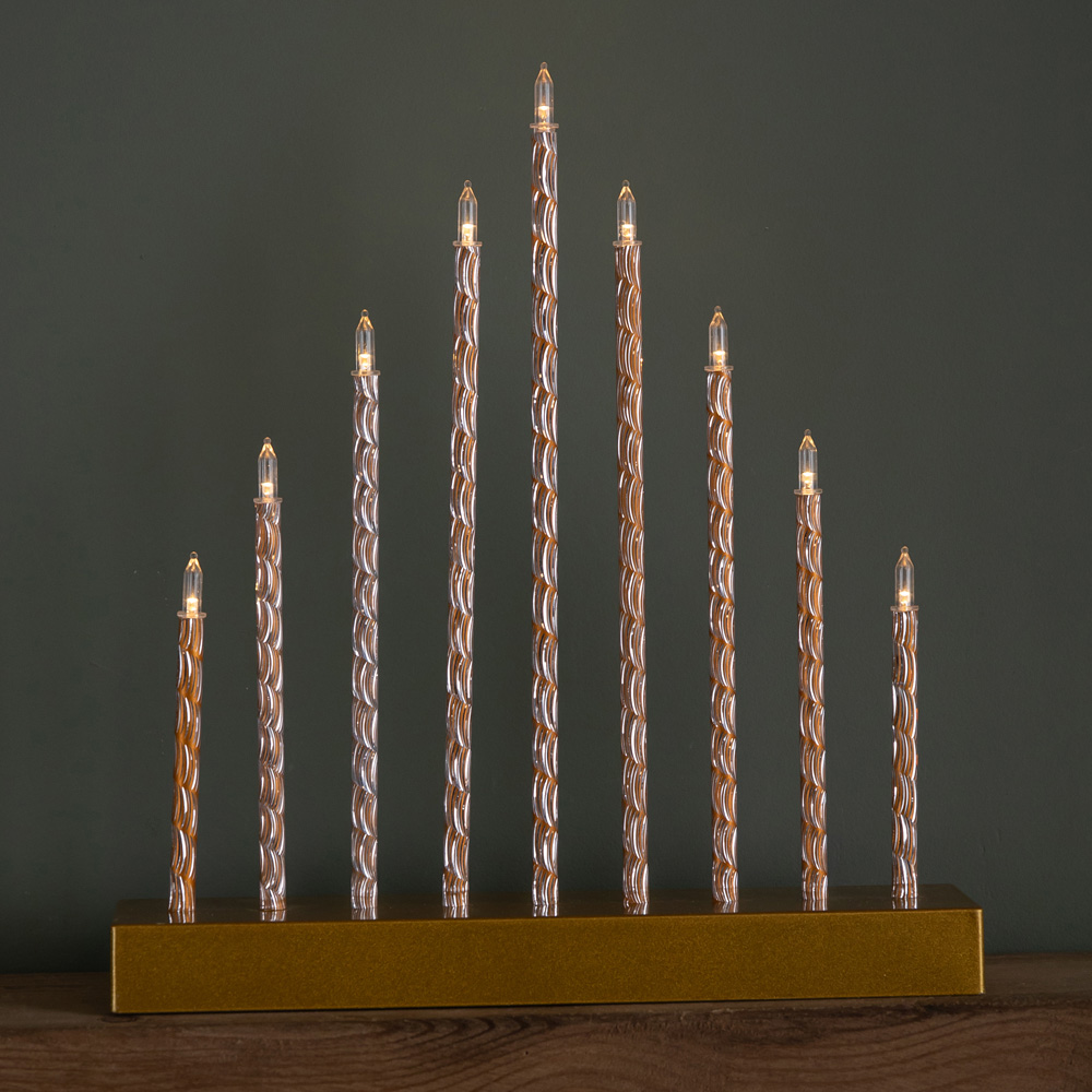 Samuel Alexander 9 Warm White LED Gold Light Up Christmas Candle Bridge 26cm Image 1