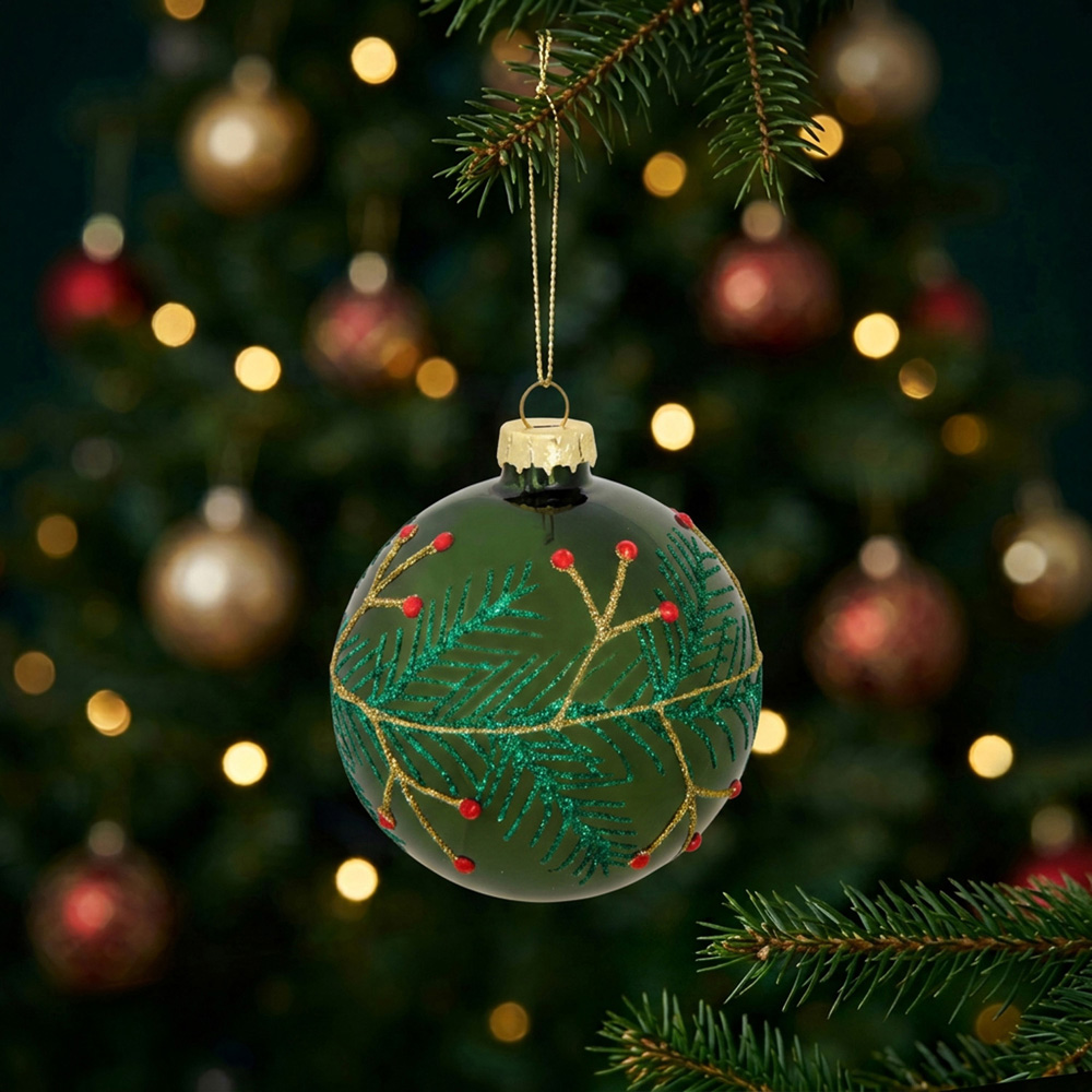 Traditional Festive Leaf Bauble Image 2