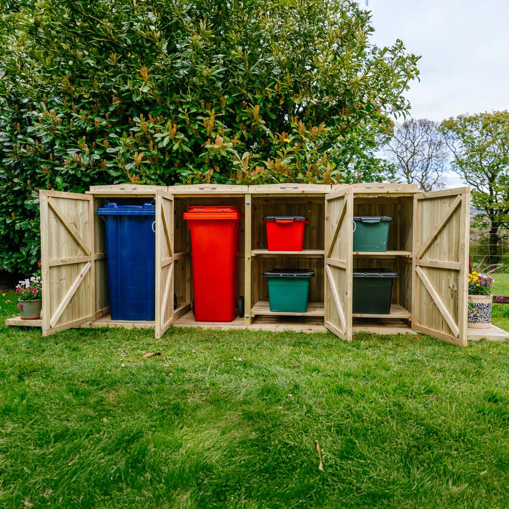 The Garden Village Shireburn 4 Recycle Box 2 Wheelie Bin Shed Image 7