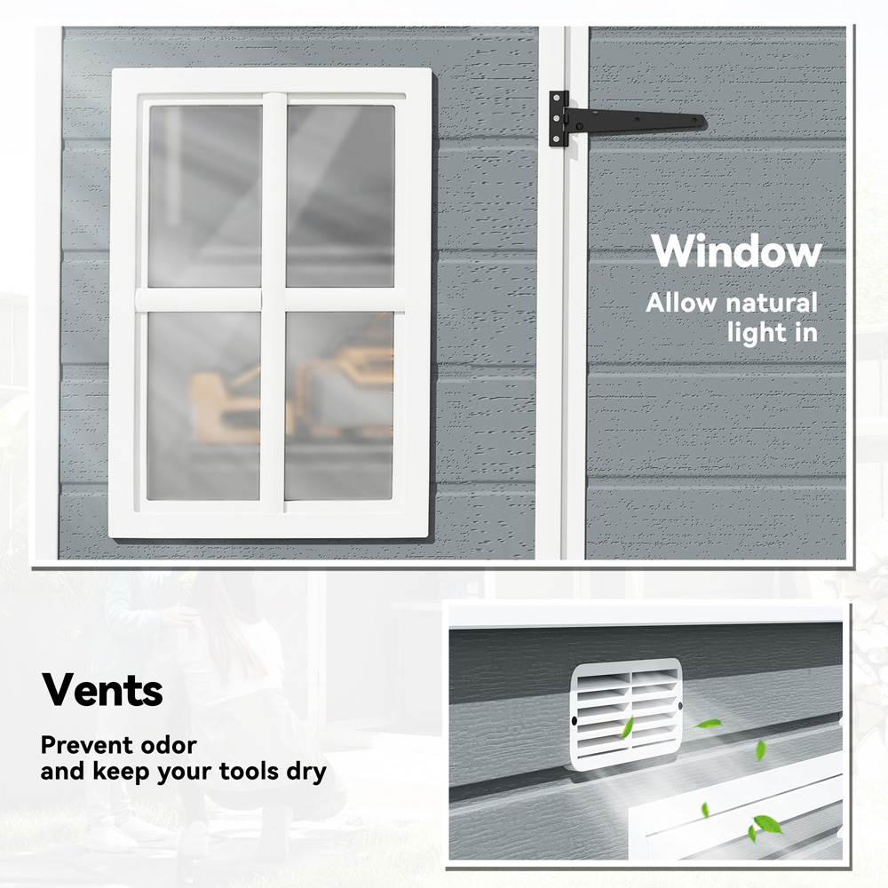 Outsunny 10 x 4ft Grey Pent Garden Shed with Built-In Floor Image 4