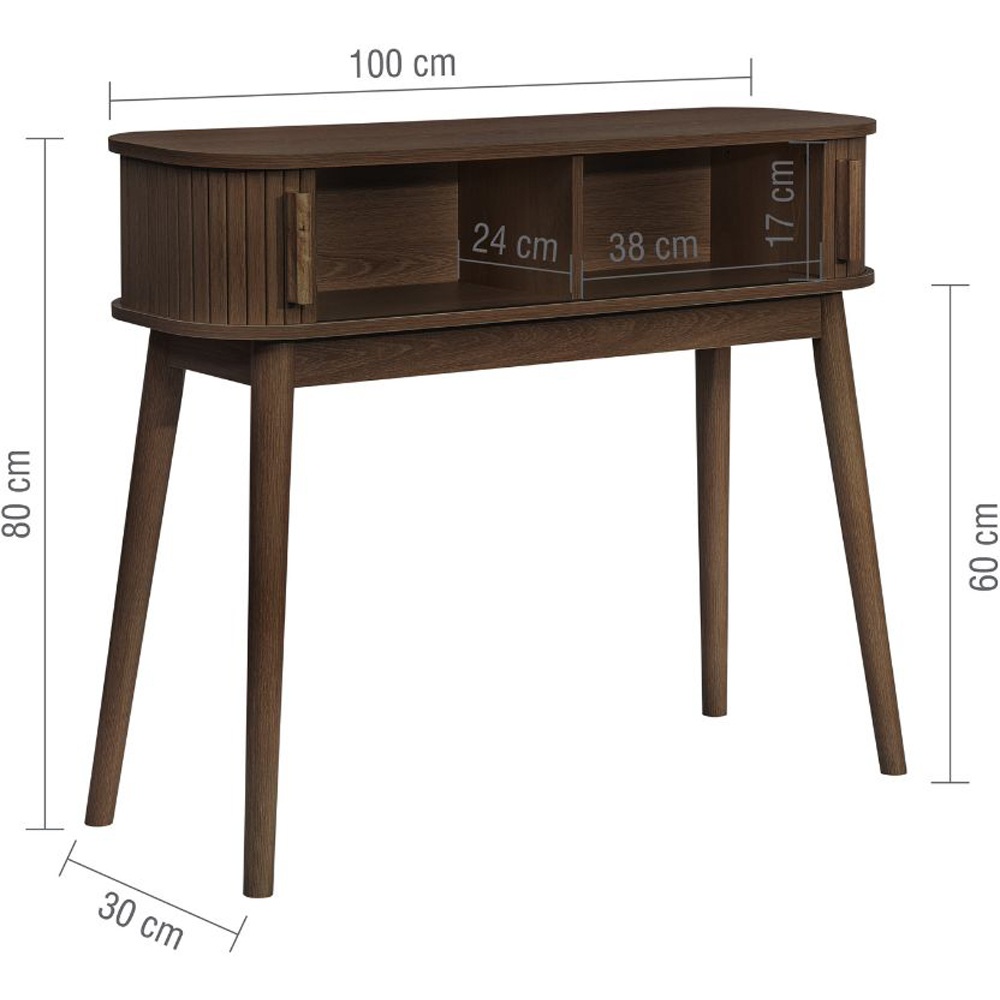 Birlea Axel 2 Door Walnut Fluted Console Table Image 9