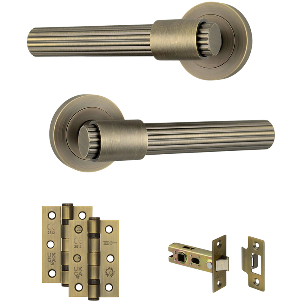 AXS Hardware Nevada Antique Brass Latch Door Handles on Rose 2 Pack Image 1
