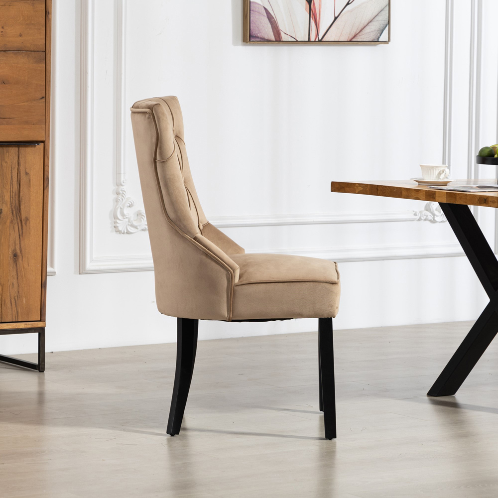 Artemis Home Genola Set of 2 Brown Velvet Fabric Dining Chair Image 3