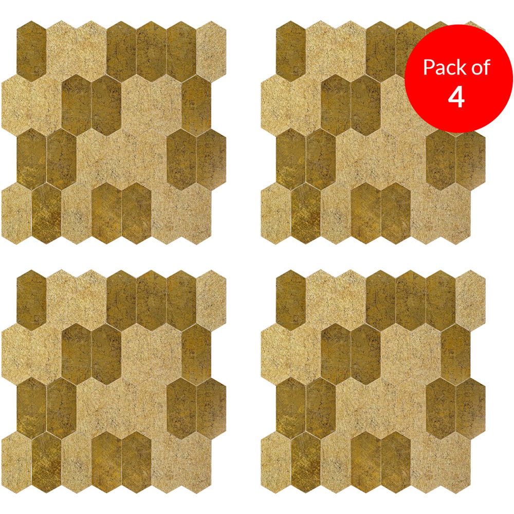 Britwall Bronze Mosaic Hexagonal Aluminium Peel and Stick Backsplash 293 x 285mm 4 Pack Image 2