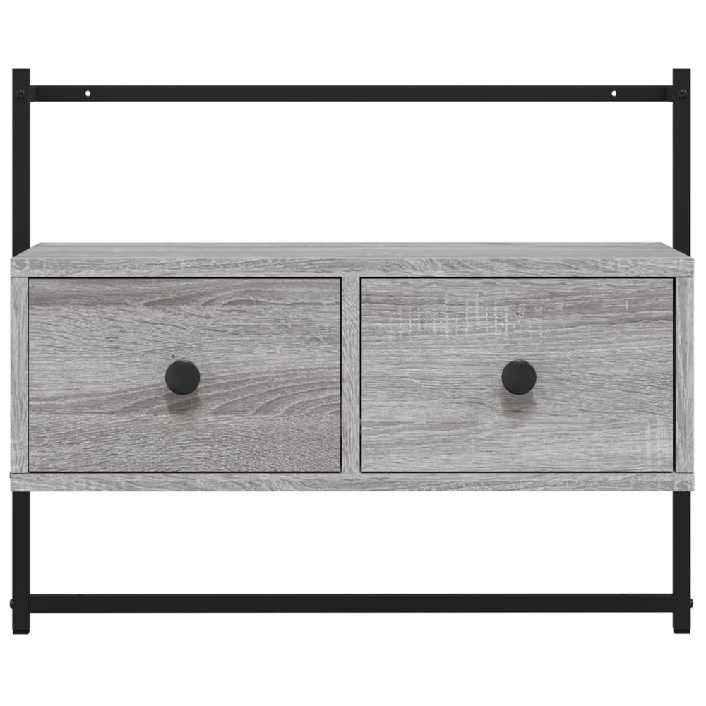 vidaXL 2 Drawer Grey Sonoma Wall Mounted TV Cabinet Image 4