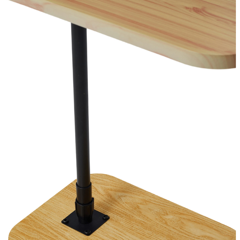 Living and Home Natural and Black Height Adjustable Side Table Image 7